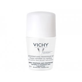 Vichy Deodorant-Antiperspirant 48h roll-on pro citlivou nebo depilovanou pokožku (Soothing Anti-Perspirant) 50 ml