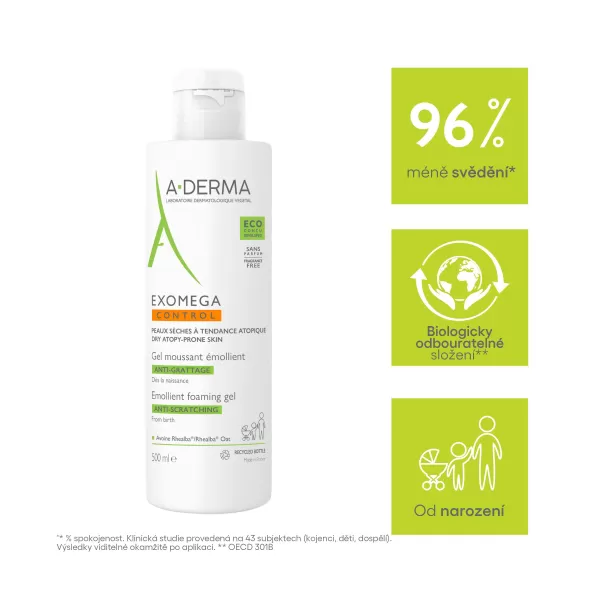 A-DERMA Exomega CONTROL Zvláčňující pěnivý gel 500 ml