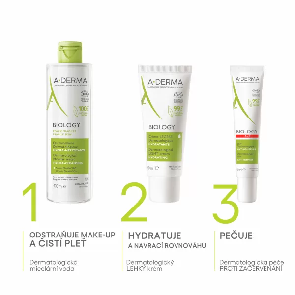 A-Derma BIOLOGY Dermatologická micelární voda HYDRATAČNÍ-ČISTICÍ 400 ml