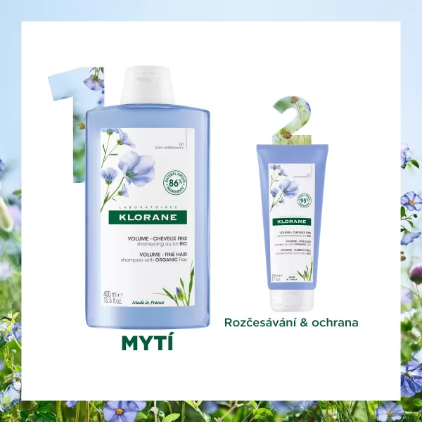KLORANE Šampon s BIO lnem pro jemné vlasy bez objemu 200 ml