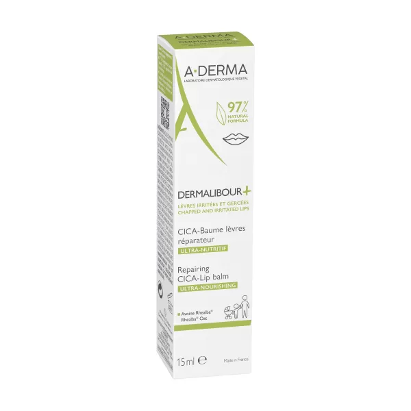A-DERMA DERMALIBOUR+ Reparační CICA-Balzám na rty 15 ml