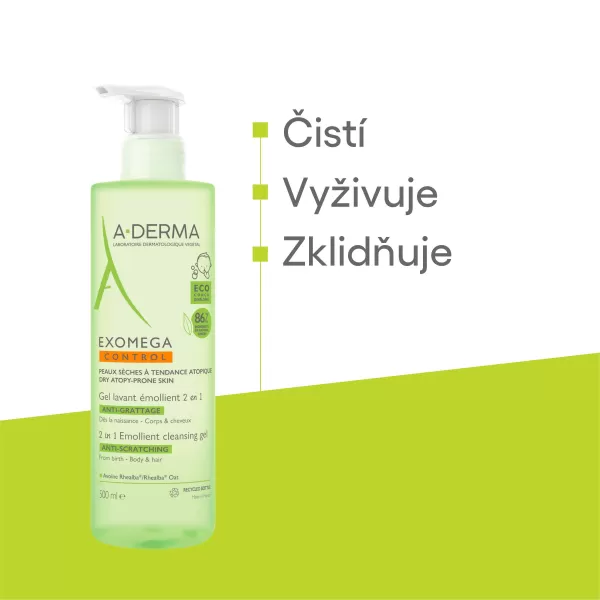 A-DERMA Exomega Control Zvláčňující mycí gel 2v1 500 ml