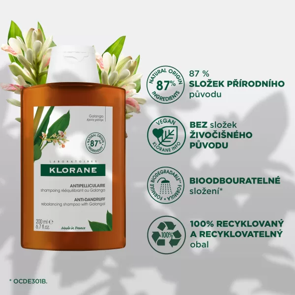 KLORANE Šampon proti lupům s galangalem 200 ml