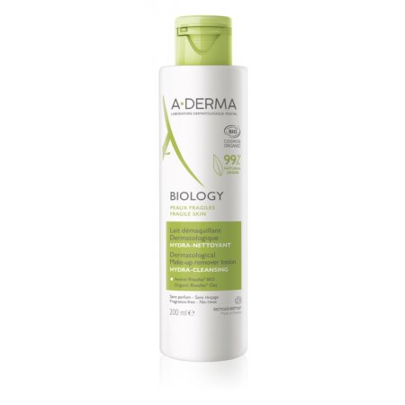 A-Derma BIOLOGY Dermatologické odličovací mléko HYDRATAČNÍ-ČISTICÍ 200 ml