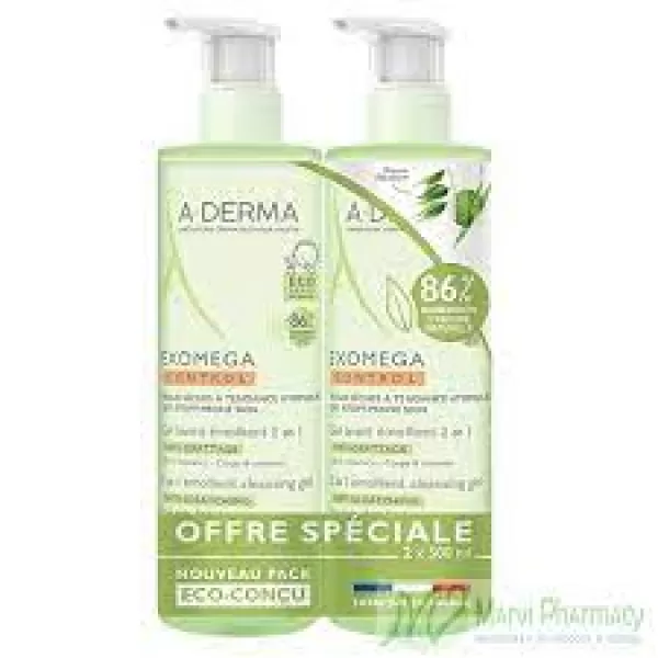 A-DERMA Exomega CONTROL Zvláč.mycí gel 2v1 500ml DUO