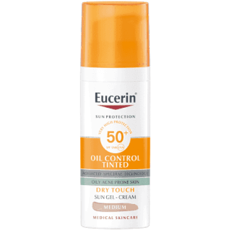 Eucerin Ochranný krémový gel na opalování na obličej Dry Touch Oil Control SPF 50 sředně tmavý