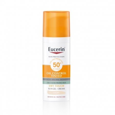 Eucerin Ochranný krémový gel na opalování na obličej Dry Touch Oil Control SPF 50+ světlý