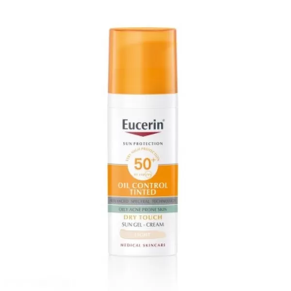 Eucerin Ochranný krémový gel na opalování na obličej Dry Touch Oil Control SPF 50+ světlý